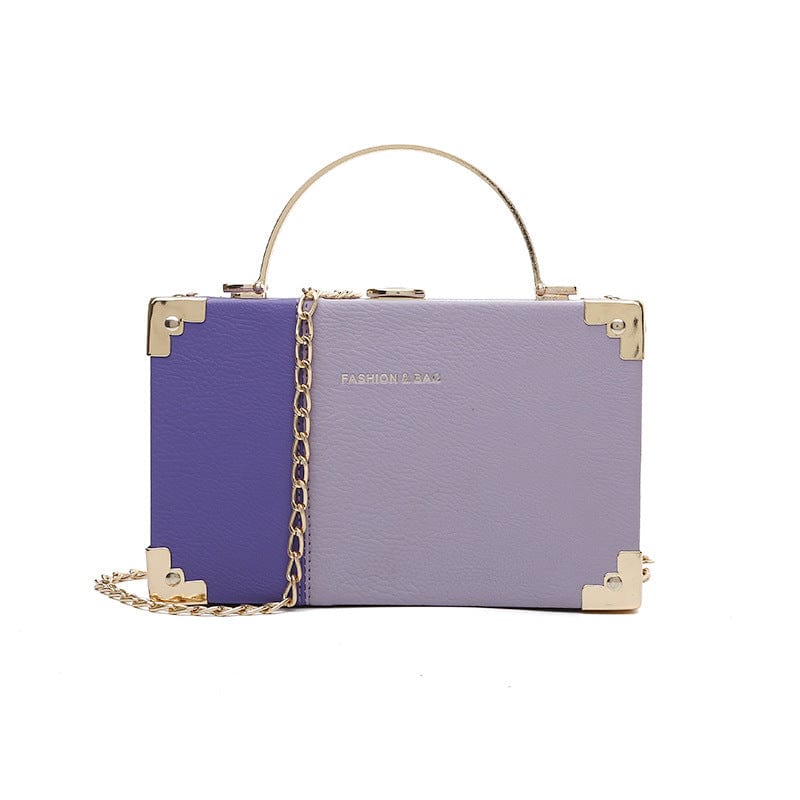 M / Purple Trending Box Purses 2022 Small Square Chain Bags Women Handbags Ladies Shoulder Brand Luxury Purses
