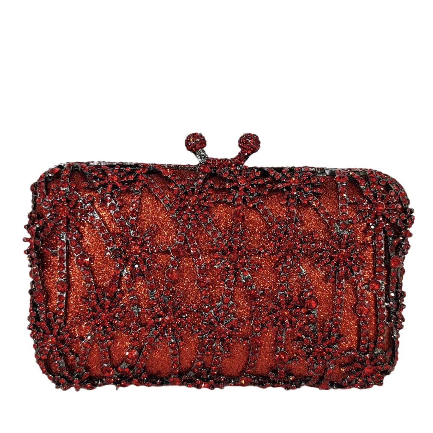 M / Red Factory Ladies Luxury Crystal Clutch Purse Women Dinner Evening Party Bags Red Rhinestone Box Clutch Wedding Handbag