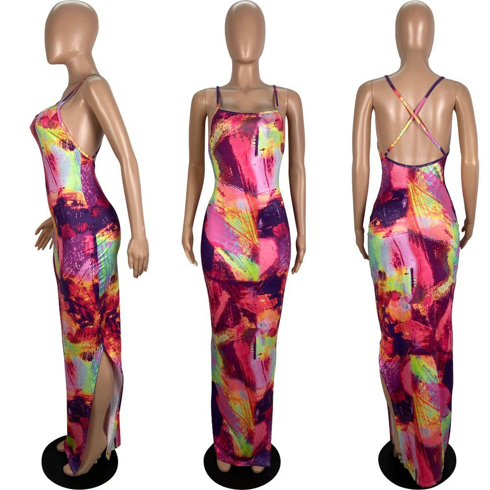 M / Red purple Factory 2023 NEW Women's Casual Sexy Summer Stripe Bodycon Long Maxi Dresses Floor Length Sleeveless Plus Size Sundresses