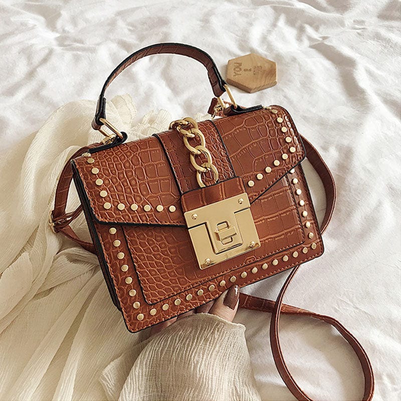M / Rivet 01 Luxury fashion designer alligator leather purses and handbags ladies hand bag womens shoulder for women