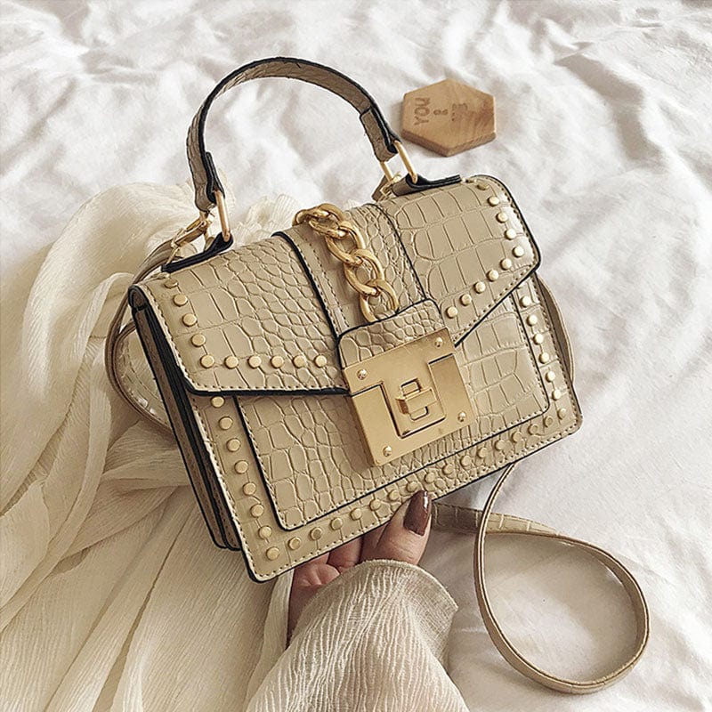 M / Rivet 03 Luxury fashion designer alligator leather purses and handbags ladies hand bag womens shoulder for women