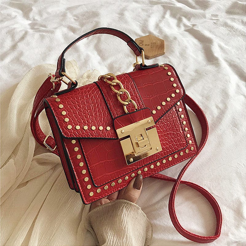 M / Rivet 04 Luxury fashion designer alligator leather purses and handbags ladies hand bag womens shoulder for women