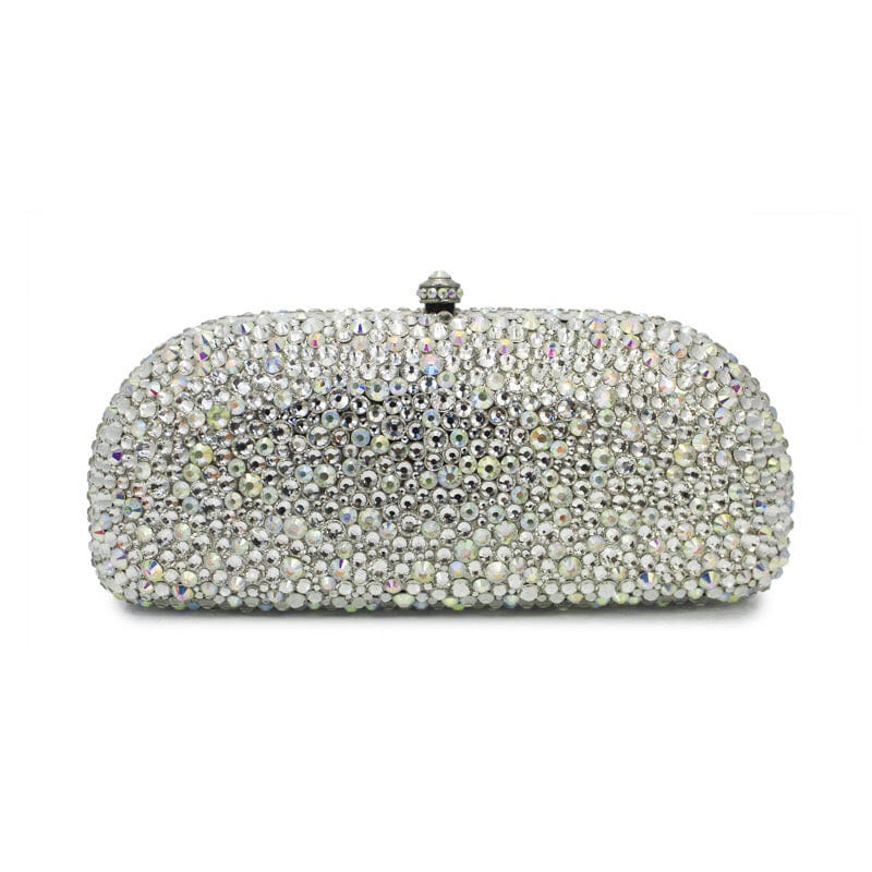 M / silver AB Silver Luxury Handmade Shinny Crystal Rhinestone Clutch Bags Women Party Purse Wedding Wristlets Evening Bags