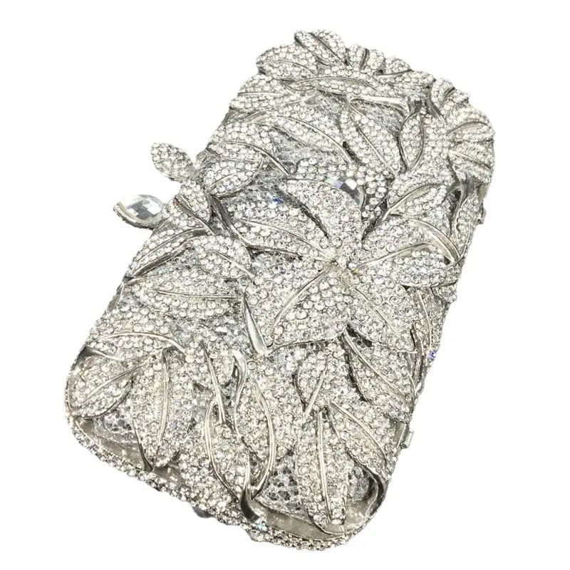 M / silver Diamond Women Clutch Rhinestone Bag Ladies Wedding Party Evening Crystal Purses Handbag Lady Bling Purse