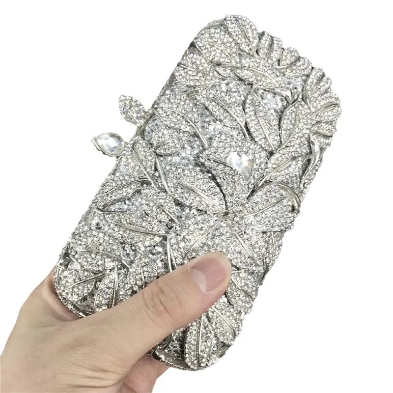 M / silver Diamond Women Clutch Rhinestone Bag Ladies Wedding Party Evening Crystal Purses Handbag Lady Bling Purse