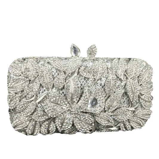 M / silver Diamond Women Clutch Rhinestone Bag Ladies Wedding Party Evening Crystal Purses Handbag Lady Bling Purse