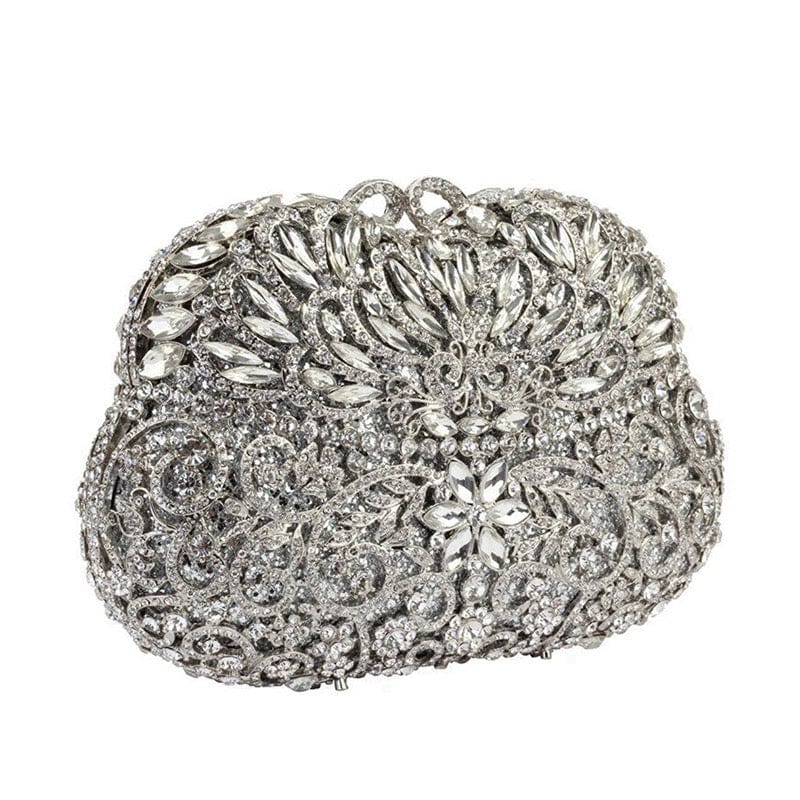 M / silver Expensive Woman Beaded Crystal Rhinestone Clutch Purse Ladies Bling Evening Wedding Bag for Ladies Bridal Clutch