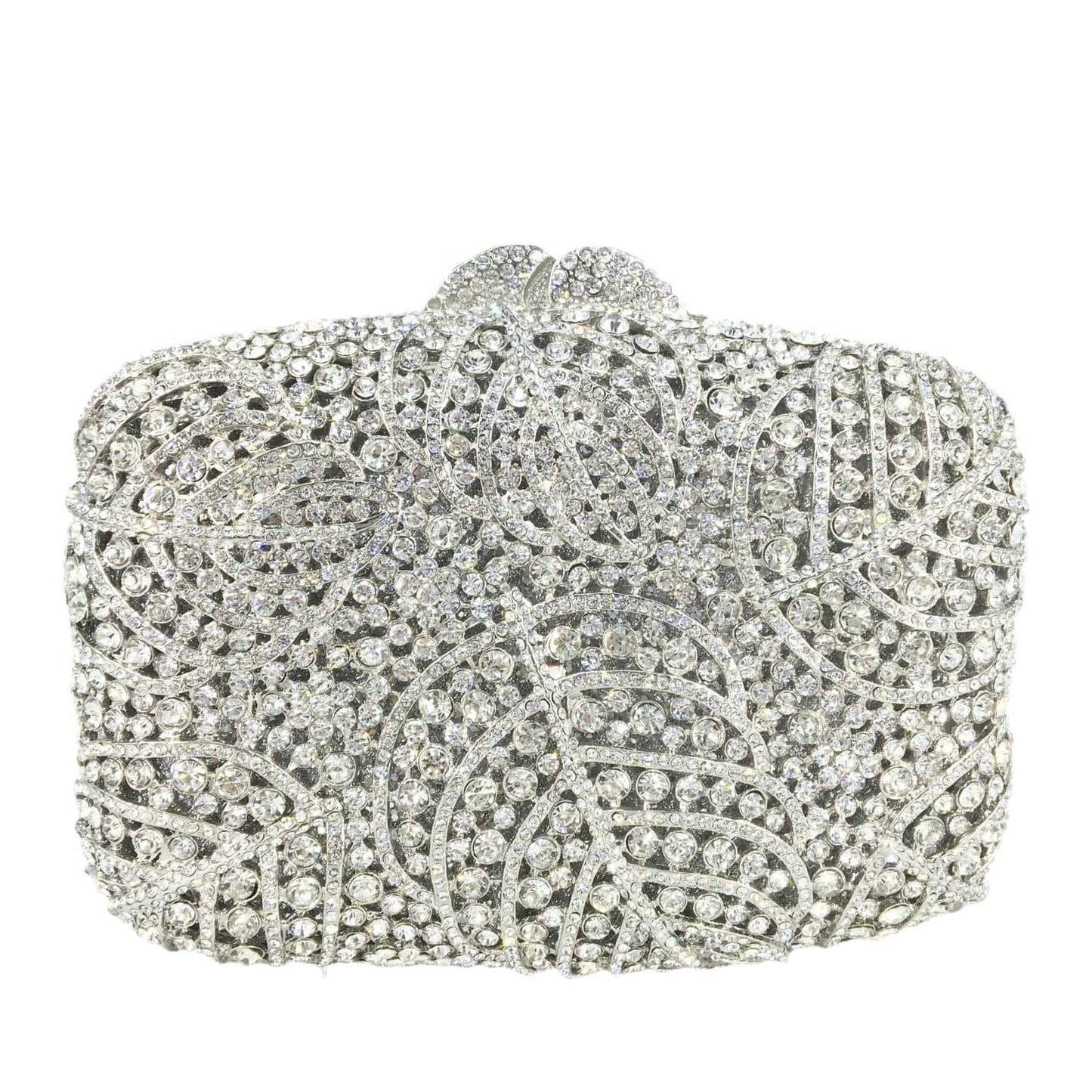 M / silver Factory Wholesales Crystal Rhinestone Clutch Bag for Formal Party Evening Handbag Jewel Box Minaudere Dress Purse
