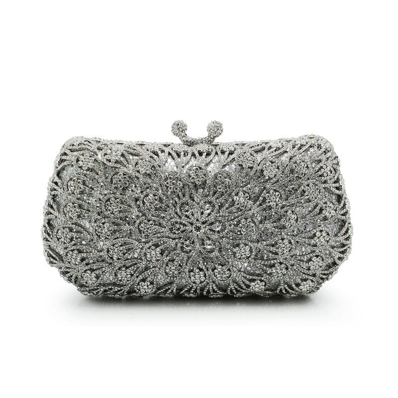 M / silver Good Quality Wedding Bridal Luxury Evening Clutch Bag Ladies Handmade Dinner Crystal Evening Bag Rhinestone Purse For Woman