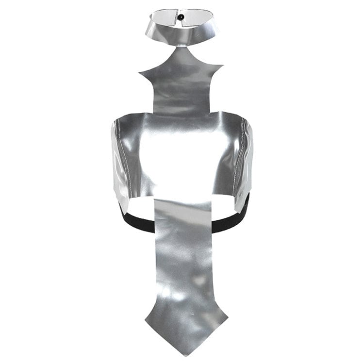 M / silver Irregular Tops Women Sexy Stunning Halter Off Shoulder Sleeveless Unique Shape Vest