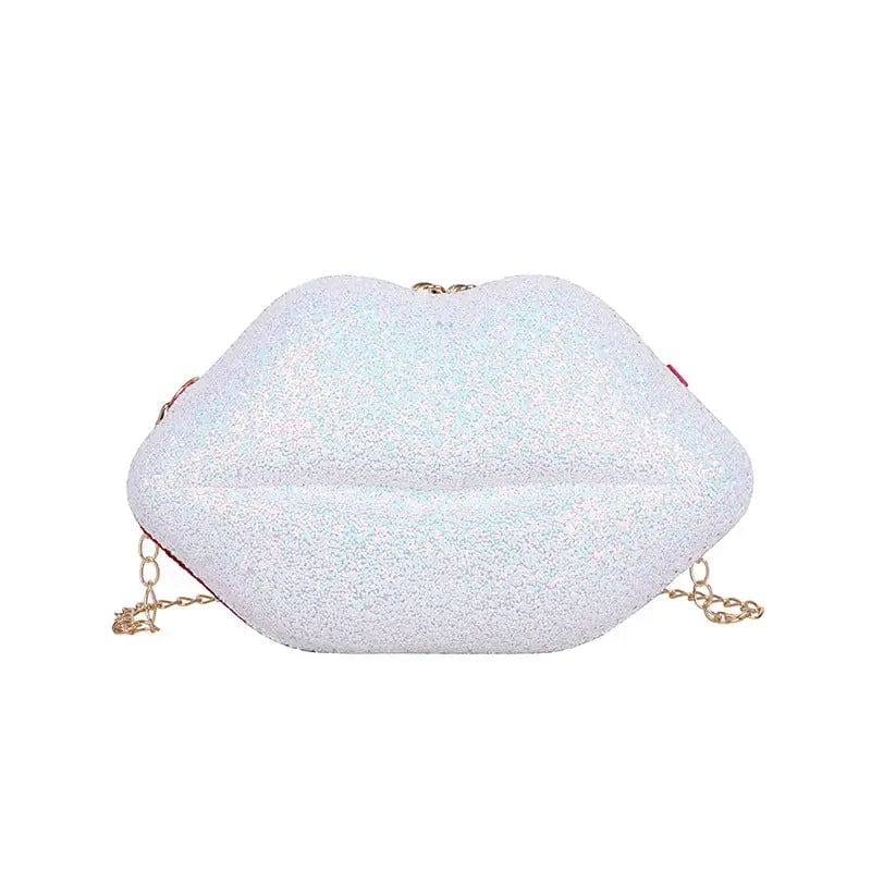 M / silver New 2022 Unique Lips Shape Chain Bags Women Handbags Luxury Bling Ladies Designer Crossbody Purses