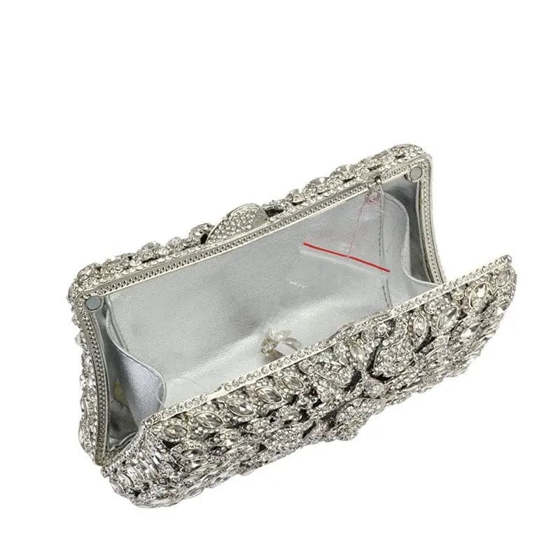 M / silver New Design Good Quality Wedding Bridal Sparkle Crystal Evening Clutch Rhinestone Clutch Bag Crystal Dinner Party Bag