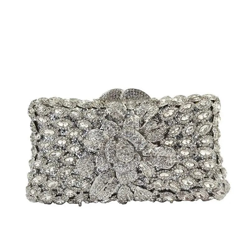 M / silver New Design Good Quality Wedding Bridal Sparkle Crystal Evening Clutch Rhinestone Clutch Bag Crystal Dinner Party Bag