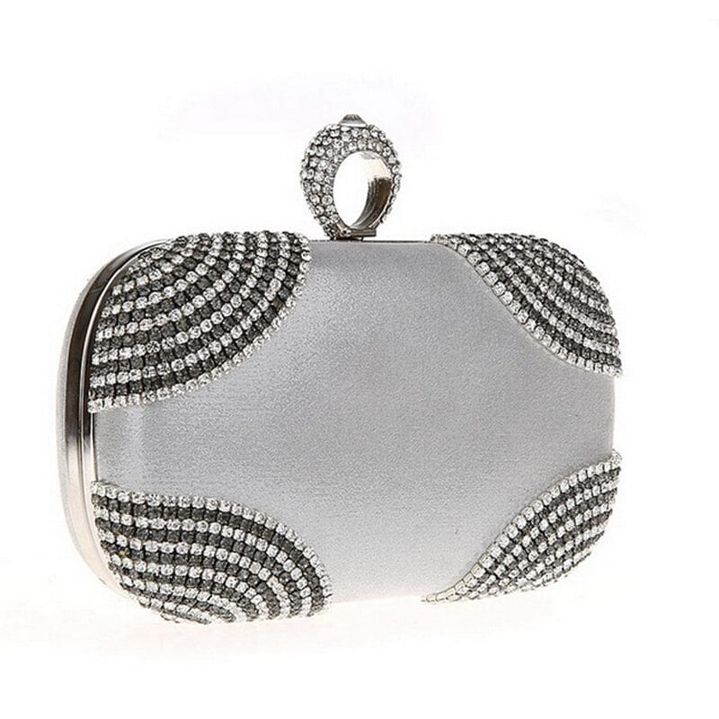 M / silver Wholesale Classic Top Quality Crystal Clutch Evening Bag Dazzling Diamond Handbags for Party Prom Banquet Clutch Purse