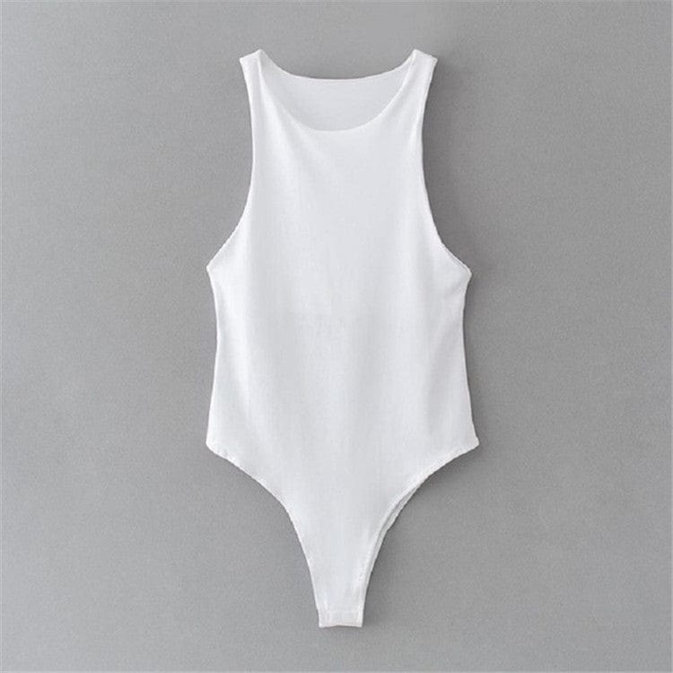 M / White Bodysuit Women Clothing Sexy Body Sleeveless Black White Top Summer Backless Bodysuits