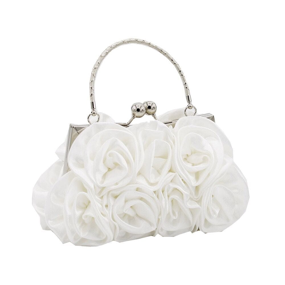 M / White Fashion Purse Flower Bridal Dress Handbag Evening Bags Party Women Hand bags Cute Wedding Clutch Bag