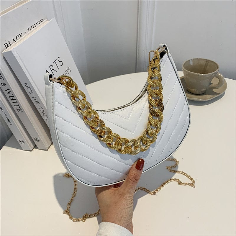 M / White Ins Fashion Retro Chain Bags Women Handbags Ladies Shoulder 2022 Crossbody Purses and Handbags Women