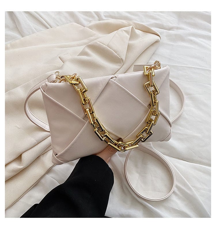 M / White Ins Trending Chain Ladies Hand Bags Crossbody Purses 2022 Fashion Woven Handbags for Women Luxury