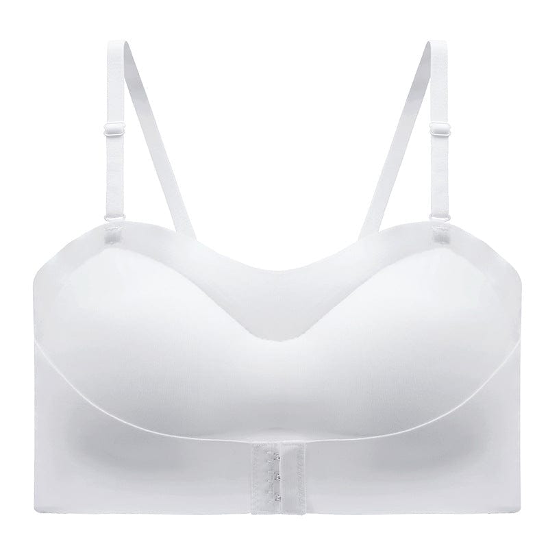 M / White Women Bra Wire Free Sexy Push Up Bras Front Closure Underwear for Female Brassiere Strapless Seamless Bralette ABC Cup