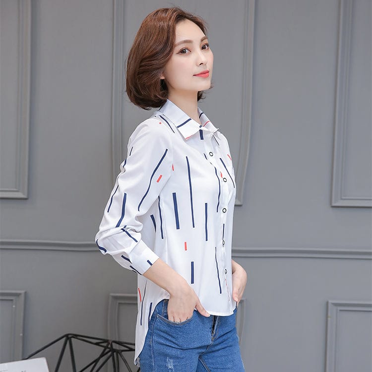 M / White Women Tops And Blouses Office Lady Blouse Slim Shirts Women Blouses Plus Size Tops Casual Shirt Female Blusas