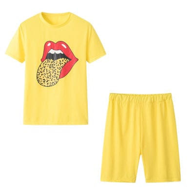 M / Yellow Summer Wholesale Price Womens 2 Piece Sports Outfit Tracksuit Shirt Shorts Jogger Bodycon Sets For Women