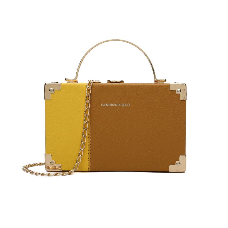 M / Yellow Trending Box Purses 2022 Small Square Chain Bags Women Handbags Ladies Shoulder Brand Luxury Purses