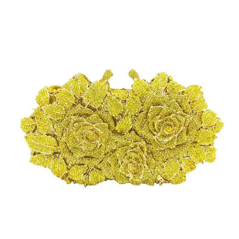 M / Yellow Wholesales Luxury Expensive Sparkle Crystal Rhinestone Clutch Purse Elegant Flower Evening Bridal Dinner Bag Wedding Party Bag