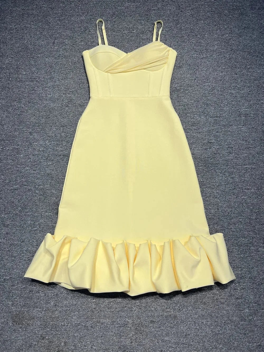 M / Yellow Women's Elegant Yellow Bodycon Sexy Strap Dress For Women Bandage Evening Dress