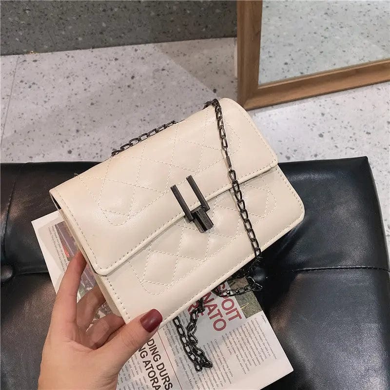 M283 Fashion PU Leather Hasp Women Chain Shoulder Messenger Handbags Autumn Solid Color Lattice Pattern Ladies Crossbody Bag