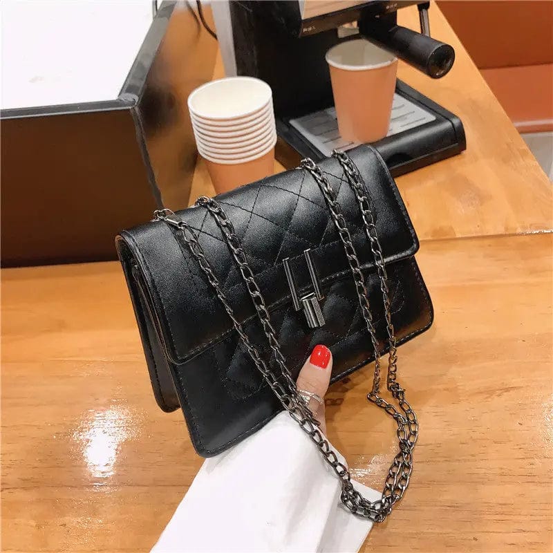 M283 Fashion PU Leather Hasp Women Chain Shoulder Messenger Handbags Autumn Solid Color Lattice Pattern Ladies Crossbody Bag