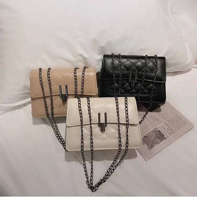 M283 Fashion PU Leather Hasp Women Chain Shoulder Messenger Handbags Autumn Solid Color Lattice Pattern Ladies Crossbody Bag