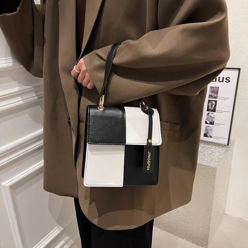 M317 Small Black And White Checkered Square PU Leather Shoulder Bags women's Brand Chain Crossbody Bags Handbags Purses