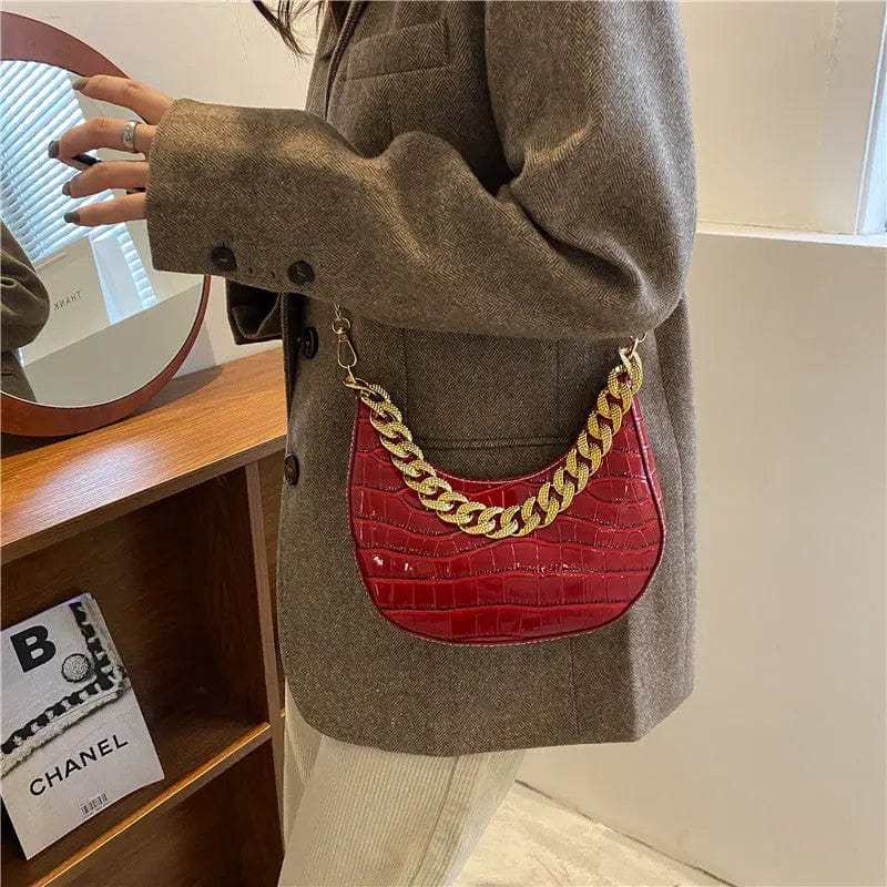 M453 Brand Designer Crocodile Pattern Women's Crossbody Bag Fashion Chain Messenger Bag Small Hobos Lady Shoulder Bag