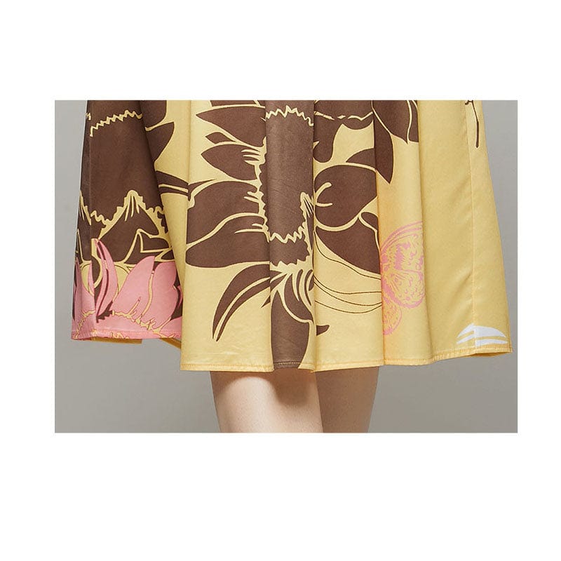 MAB556073 European and American fashion all-match waist and thin positioning printing dress