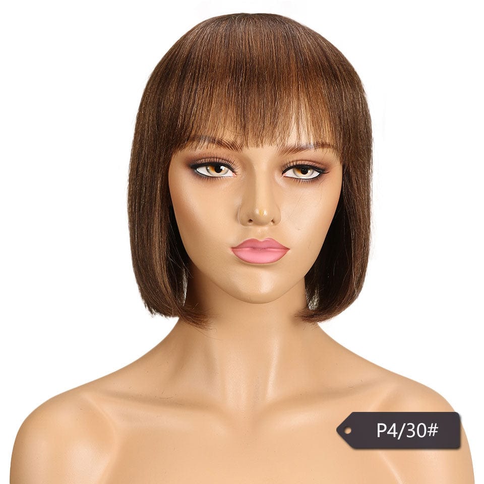 Machine made human hair wig orange colored half straight 613 indian blue water wave highlight  pixie cut short human hair wigs