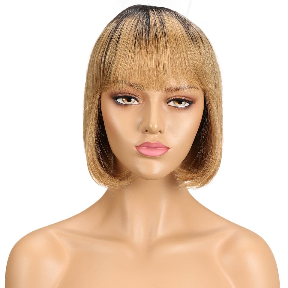 Machine made human hair wig orange colored half straight 613 indian blue water wave highlight  pixie cut short human hair wigs