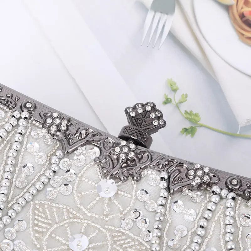 Manufacturer Spot Metal Handle Pearl Acrylic Diamond Sequins Double-sided Channeling Beads Evening Messenger Clutch Bag  Purse