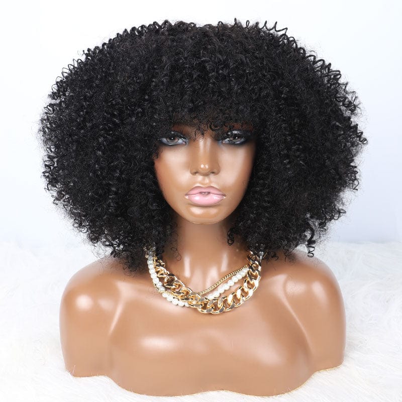 Mayqueen Wholesale Human Hair Super Double Drawn Bob Straight With Bang Natural Ombre Color Closure Lace Frontal Wigs For Black