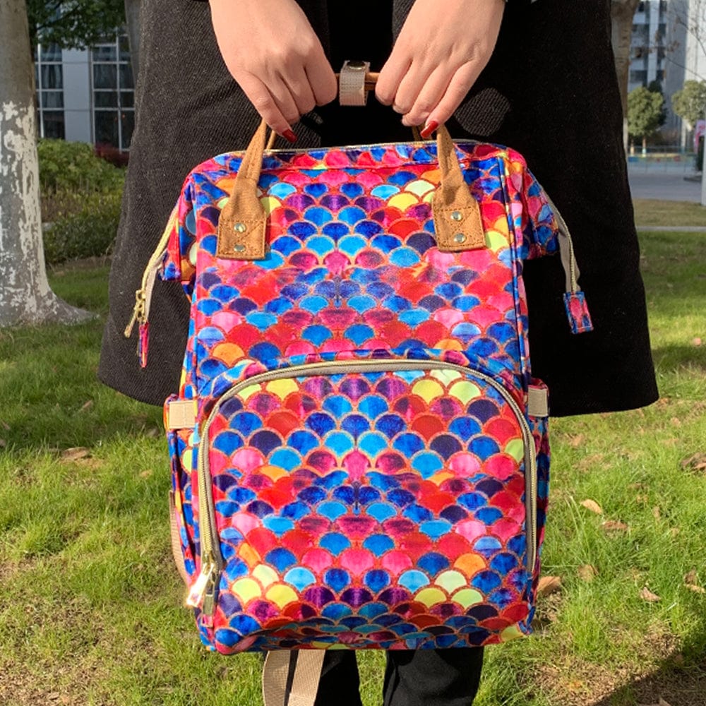 Medium(30-50cm) / Mermaid Wholesale OEM Factory Serape Leopard  Design Maternity Mummy Bag Tote Handbag Waterproof Travel Diaper Bag For Mom Baby Care