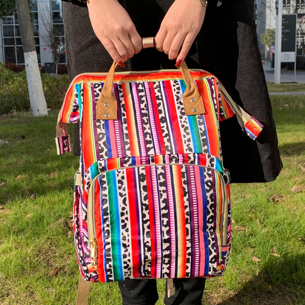 Medium(30-50cm) / Serape Wholesale OEM Factory Serape Leopard  Design Maternity Mummy Bag Tote Handbag Waterproof Travel Diaper Bag For Mom Baby Care