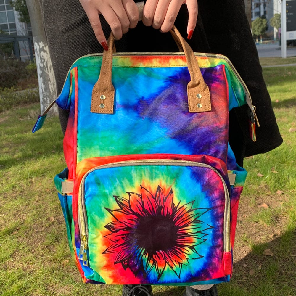 Medium(30-50cm) / tie dye Wholesale OEM Factory Serape Leopard  Design Maternity Mummy Bag Tote Handbag Waterproof Travel Diaper Bag For Mom Baby Care