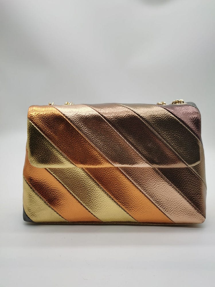 Metallic colorful handbag for ladies hand bag Purse Portable  Pu Rainbow Colorful Plain Jointting  metallic handbag