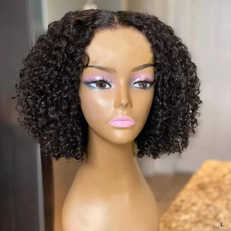Middle Part Natural Hair 13x6 Lace Frontal Wig with Strap and Black Band Kinky Curly 360 Human Hair Lace Wig