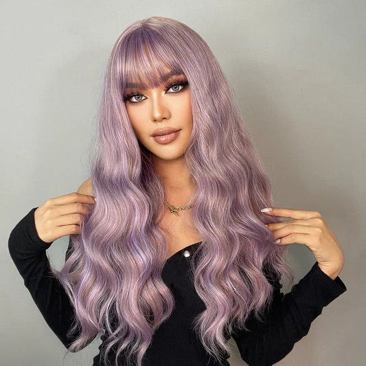Middle Part Ombre Black Dark Brown Highlight Synthetic Wigs Heat Resistant Hair hair vendors wig