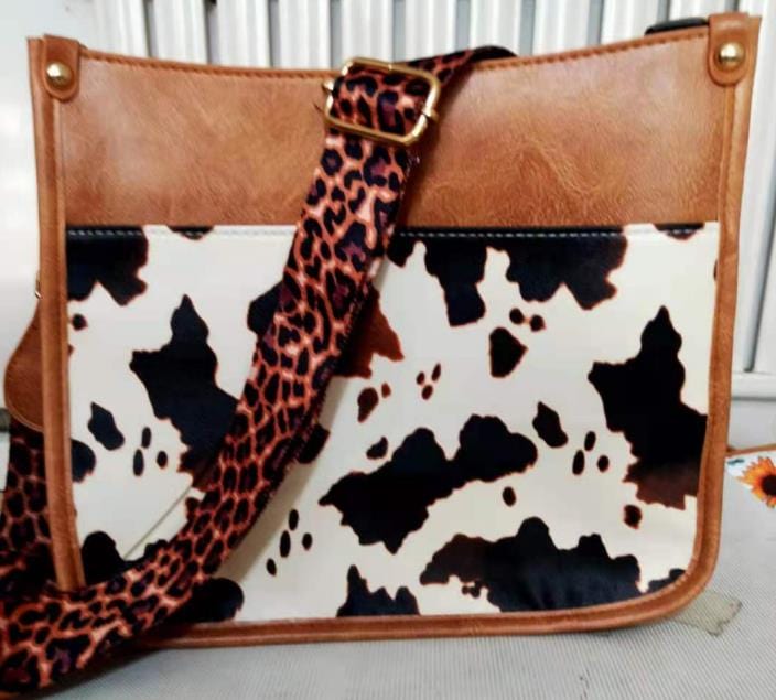 Mixed Cow Fashion Women Handbags Shoulder Purse PU Leopard Tote Set  Strap Bag Ahdorned Vegan Leather Messenger Bag Drop Shipping
