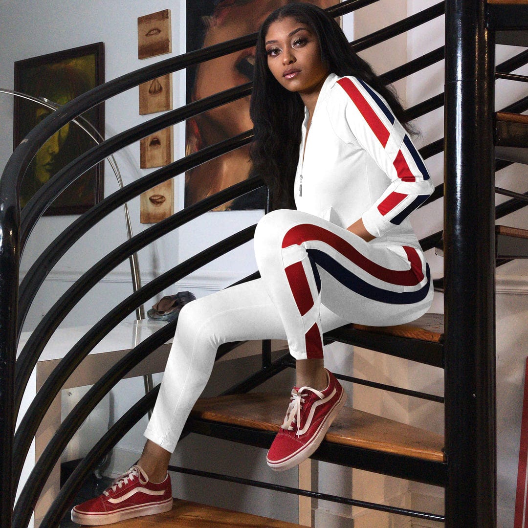 MNL1059 autumn winter new sports zipper long sleeved side striped trousers solid color jogging 2 piece set women sweatsuit set