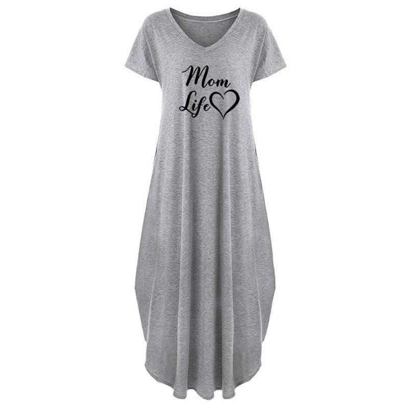 MOM Life Print women maxi dress fashion clothes american dresses Plus Size long vestidos sexy 2022 summer casual dress