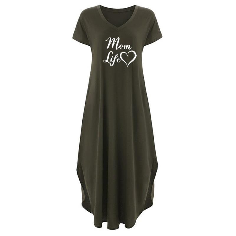 MOM Life Print women maxi dress fashion clothes american dresses Plus Size long vestidos sexy 2022 summer casual dress