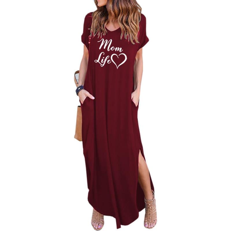 MOM Life Print women maxi dress fashion clothes american dresses Plus Size long vestidos sexy 2022 summer casual dress