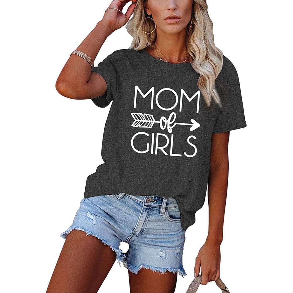 MOMORGIRLS letter printed round neck short sleeve T-shirt